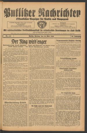 Putlitzer Nachrichten vom 24.05.1940