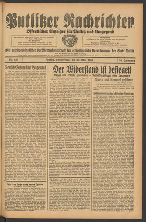 Putlitzer Nachrichten vom 30.05.1940