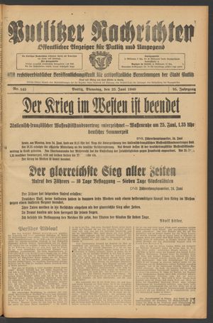 Putlitzer Nachrichten vom 25.06.1940