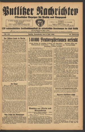 Putlitzer Nachrichten vom 06.07.1940