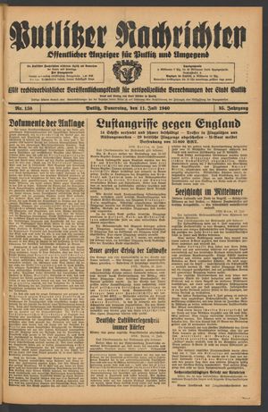 Putlitzer Nachrichten vom 11.07.1940