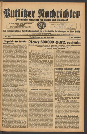 Putlitzer Nachrichten vom 12.07.1940