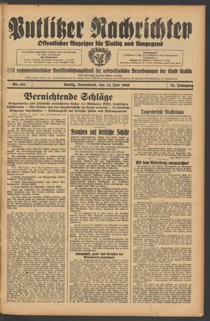 Putlitzer Nachrichten vom 13.07.1940