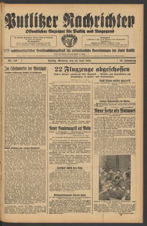 Putlitzer Nachrichten on Jul 22, 1940