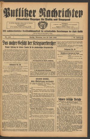Putlitzer Nachrichten vom 23.07.1940
