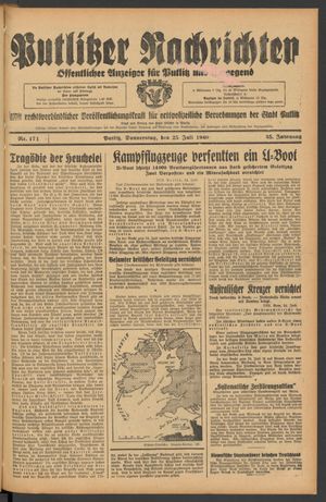 Putlitzer Nachrichten vom 25.07.1940