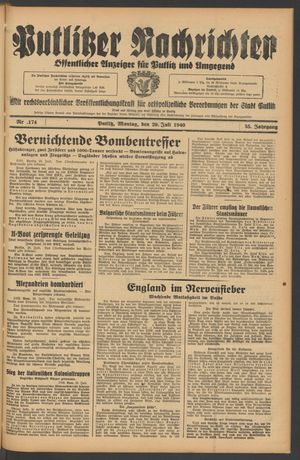 Putlitzer Nachrichten vom 29.07.1940