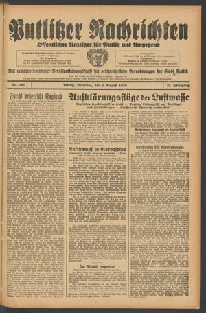 Putlitzer Nachrichten vom 06.08.1940