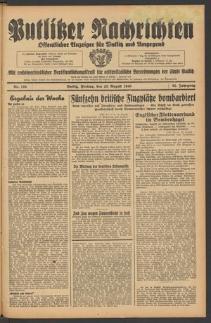 Putlitzer Nachrichten vom 23.08.1940