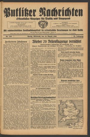 Putlitzer Nachrichten vom 28.08.1940