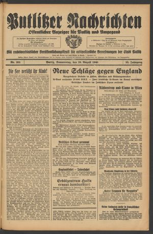 Putlitzer Nachrichten on Aug 29, 1940