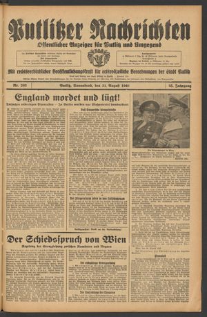 Putlitzer Nachrichten vom 31.08.1940