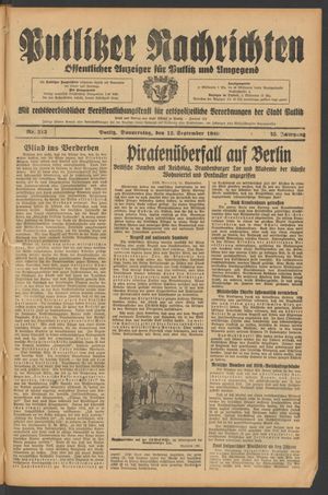 Putlitzer Nachrichten vom 12.09.1940