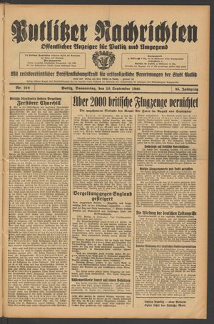 Putlitzer Nachrichten vom 19.09.1940