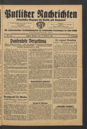 Putlitzer Nachrichten vom 14.10.1940