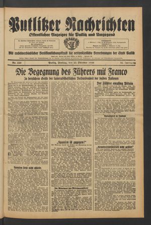 Putlitzer Nachrichten vom 25.10.1940