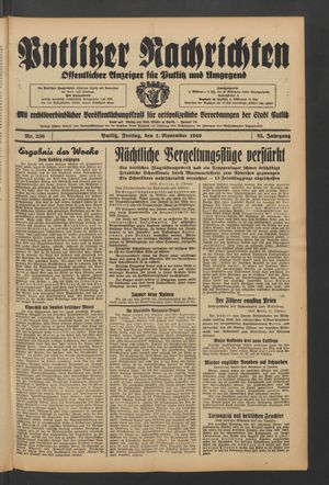 Putlitzer Nachrichten vom 01.11.1940