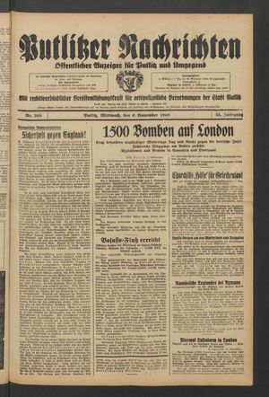 Putlitzer Nachrichten vom 06.11.1940
