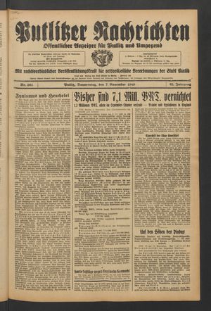 Putlitzer Nachrichten vom 07.11.1940