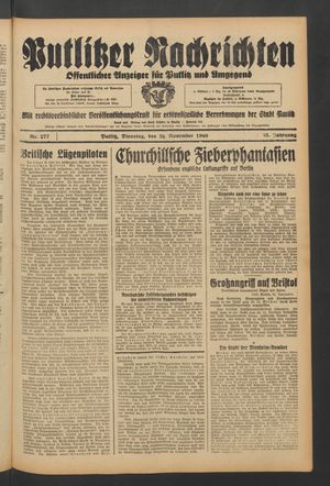Putlitzer Nachrichten vom 25.11.1940