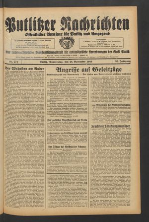 Putlitzer Nachrichten on Nov 27, 1940