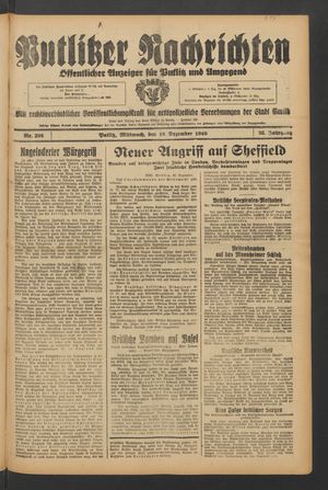 Putlitzer Nachrichten vom 17.12.1940