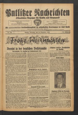 Putlitzer Nachrichten vom 23.12.1940