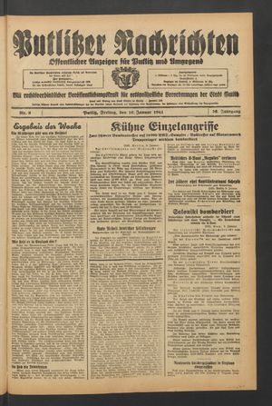Putlitzer Nachrichten vom 10.01.1941