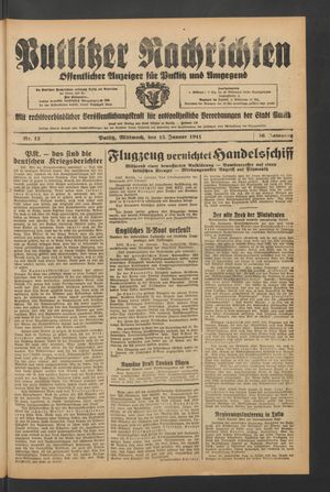 Putlitzer Nachrichten vom 15.01.1941