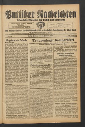 Putlitzer Nachrichten vom 17.01.1941