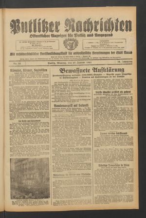 Putlitzer Nachrichten vom 27.01.1941