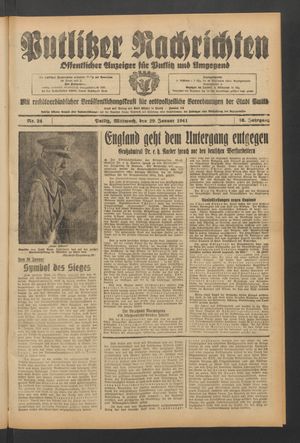 Putlitzer Nachrichten vom 29.01.1941
