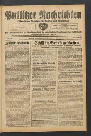 Putlitzer Nachrichten vom 04.02.1941