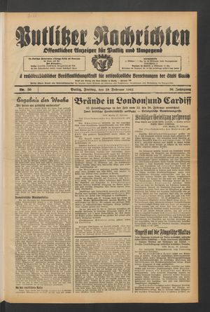 Putlitzer Nachrichten vom 28.02.1941