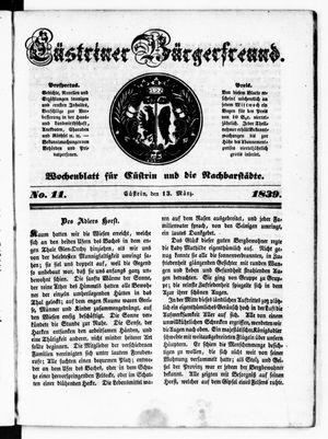 Cüstriner Bürgerfreund vom 13.03.1839