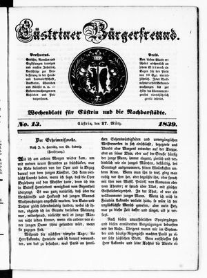 Cüstriner Bürgerfreund on Mar 27, 1839
