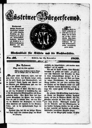 Cüstriner Bürgerfreund on Nov 13, 1839