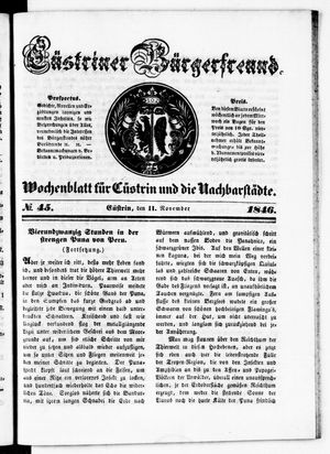 Cüstriner Bürgerfreund vom 11.11.1846