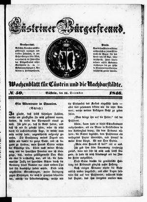 Cüstriner Bürgerfreund vom 16.12.1846