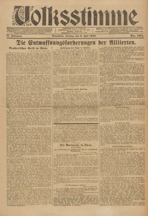 Volksstimme on Jul 9, 1920
