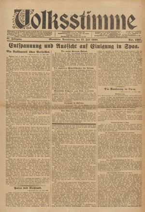 Volksstimme vom 15.07.1920
