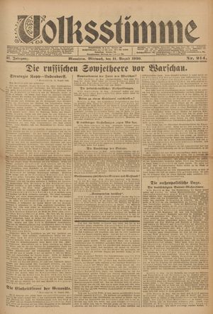 Volksstimme vom 11.08.1920