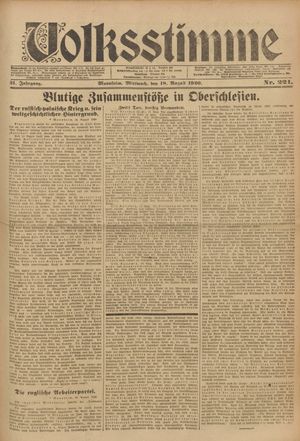 Volksstimme vom 18.08.1920