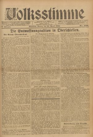 Volksstimme vom 23.08.1920