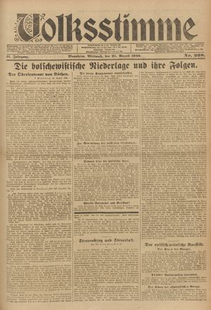 Volksstimme vom 25.08.1920