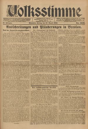 Volksstimme vom 27.08.1920