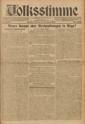 Volksstimme vom 31.08.1920