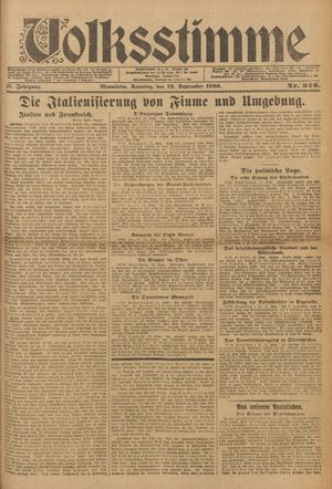 Volksstimme vom 12.09.1920