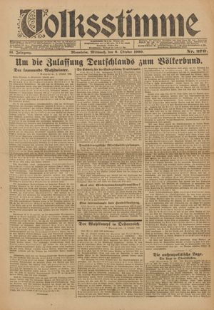 Volksstimme vom 06.10.1920