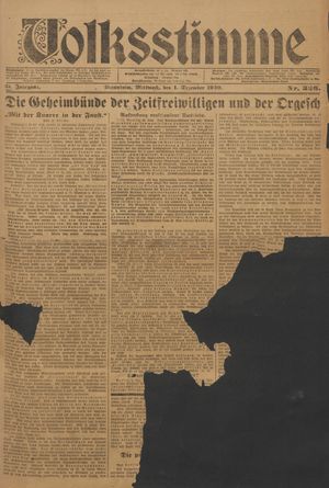 Volksstimme vom 01.12.1920